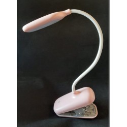 Настільна LED лампа, з акумулятором, рожева прищіпка, 18239